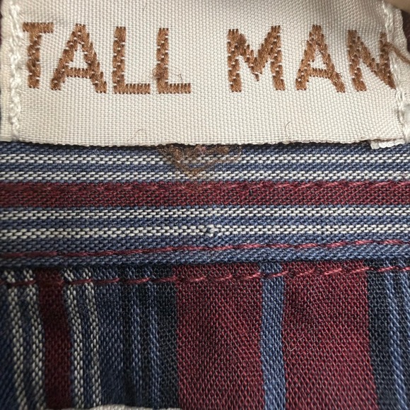 Ely Cattleman Mens 3XLT Western Pearl Snap Shirt Burgundy Blue Striped Tall Man - Picture 4 of 5